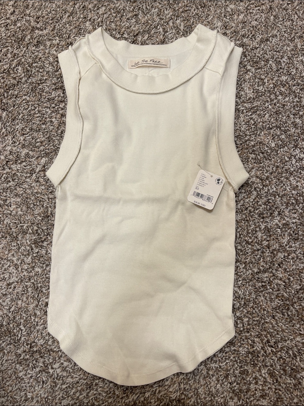 NWT! Free People Cream Ribbed Tank - XS